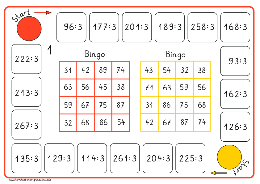 Bingo - halbschriftlich dividieren durch 3